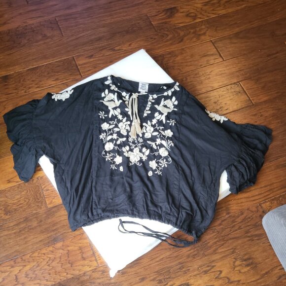 Ivy Jane Top Embroidered‎ Floral Boho Shirt Sz S/M - Picture 7 of 8